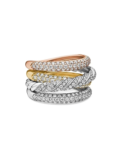 Pavé Four Row Ring 18K Gold
