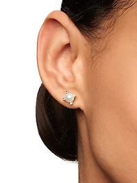 Pearl Stud Earrings in 18K Yellow Gold with Pearls and Diamonds, 7.4mm