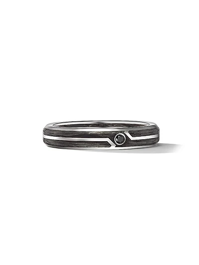 Forged Carbon Band Ring 18K White Gold