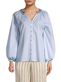 Aix Striped Embellished Blouse
