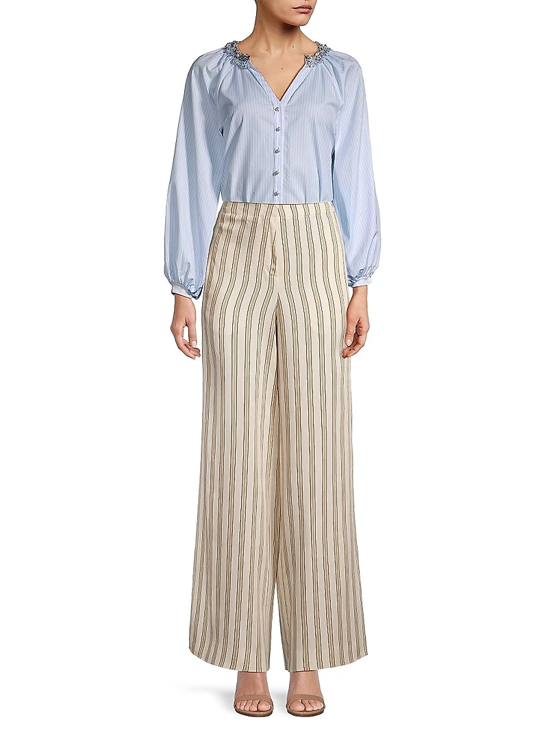 Aix Striped Embellished Blouse