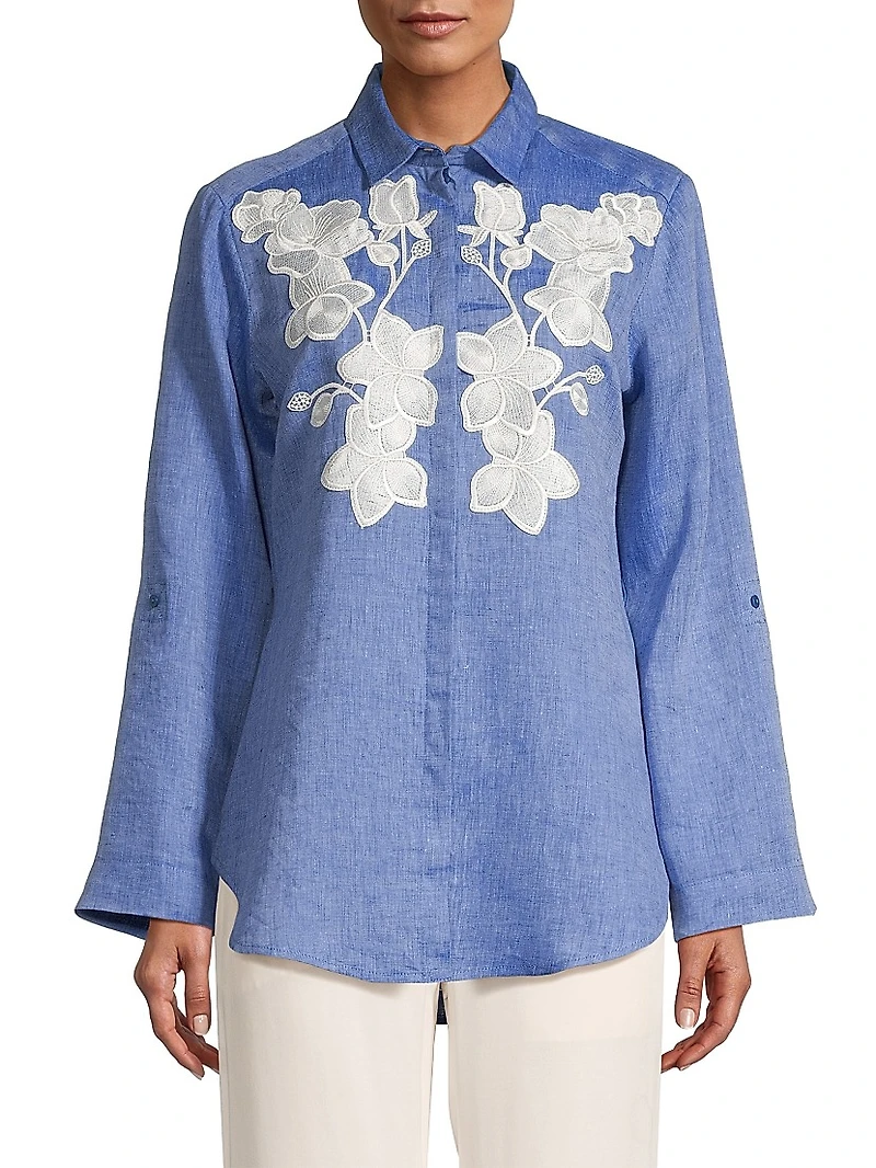 Citron Linen Floral Shirt