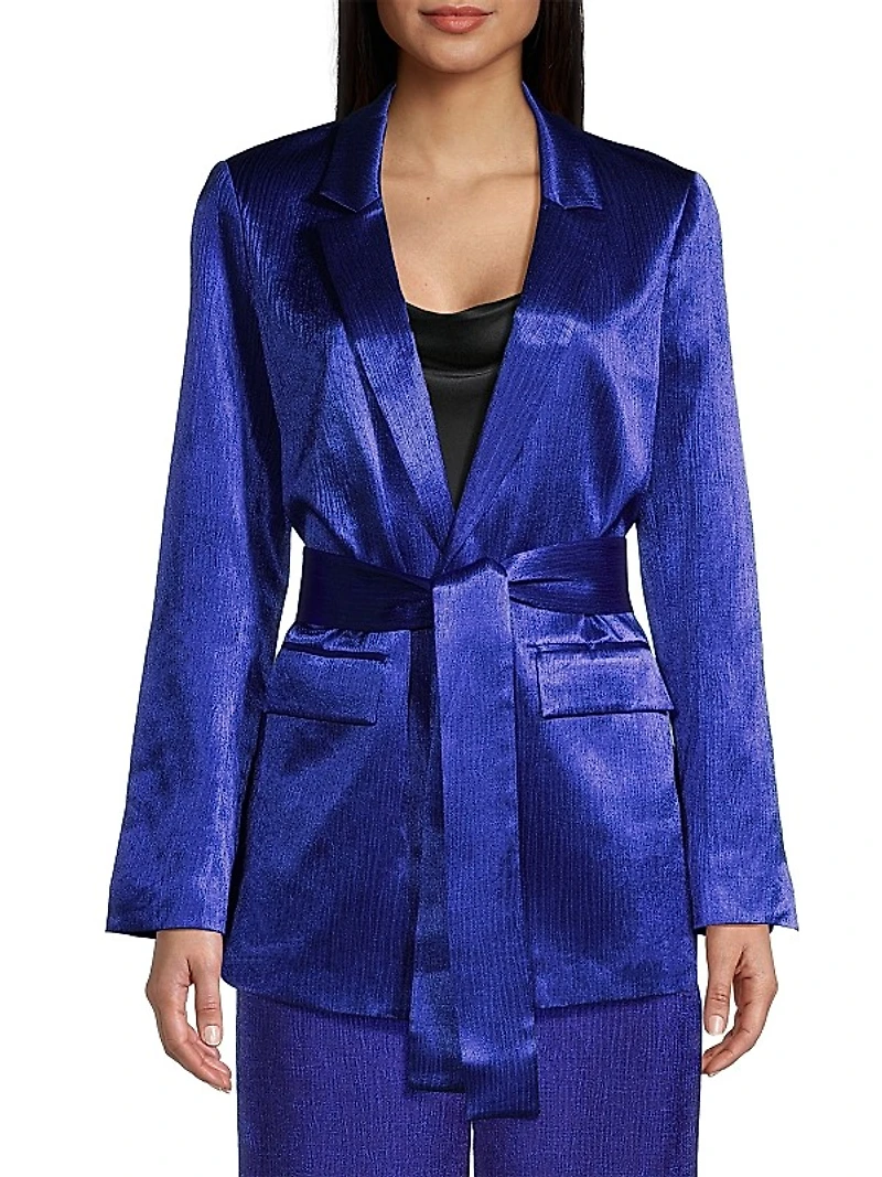 Cassidy Belted Crinkle Satin Jacket