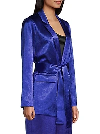 Cassidy Belted Crinkle Satin Jacket