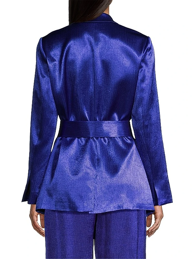 Cassidy Belted Crinkle Satin Jacket