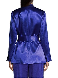 Cassidy Belted Crinkle Satin Jacket