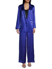 Cassidy Belted Crinkle Satin Jacket