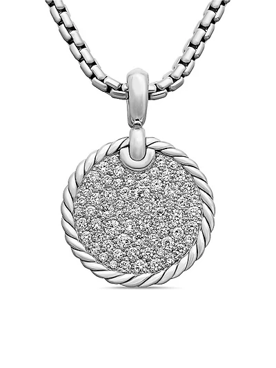 DY Elements Disc Pendant in Sterling Silver with Diamonds, 18mm