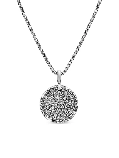 DY Elements Disc Pendant in Sterling Silver with Diamonds, 24mm