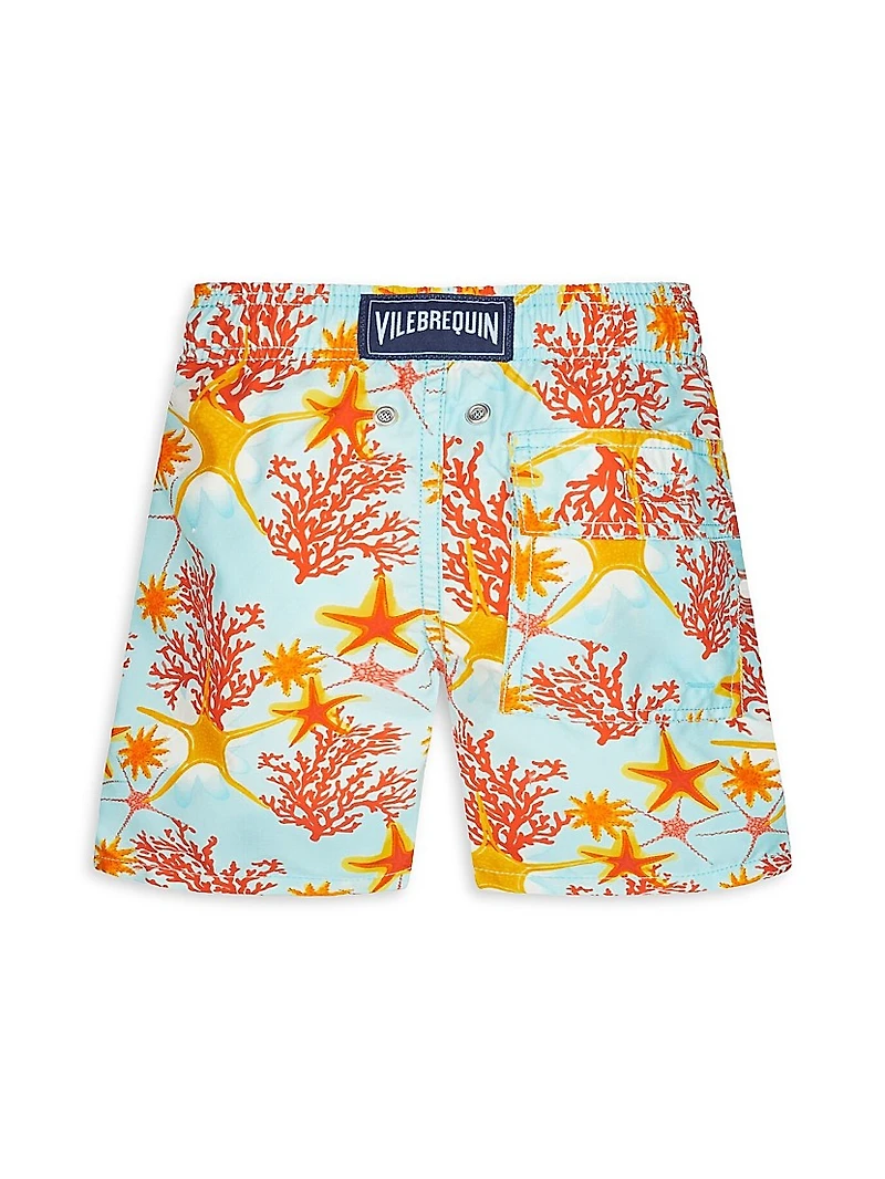 Little Boy's & Starlette Coral Reef Print Swim Trunks
