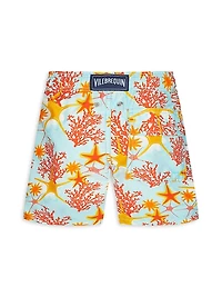 Little Boy's & Starlette Coral Reef Print Swim Trunks