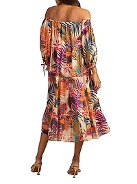Cattleya Floral Off-The-Shoulder Midi-Dress