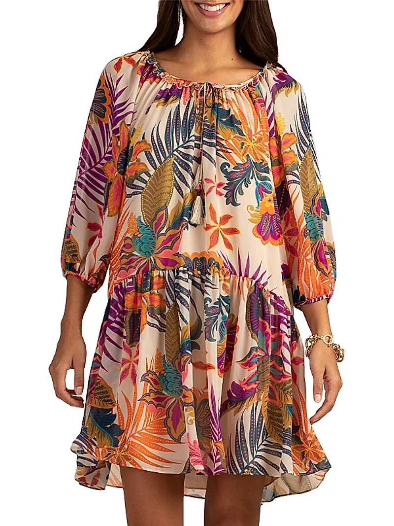 Majorelle Floral Tassel Minidress