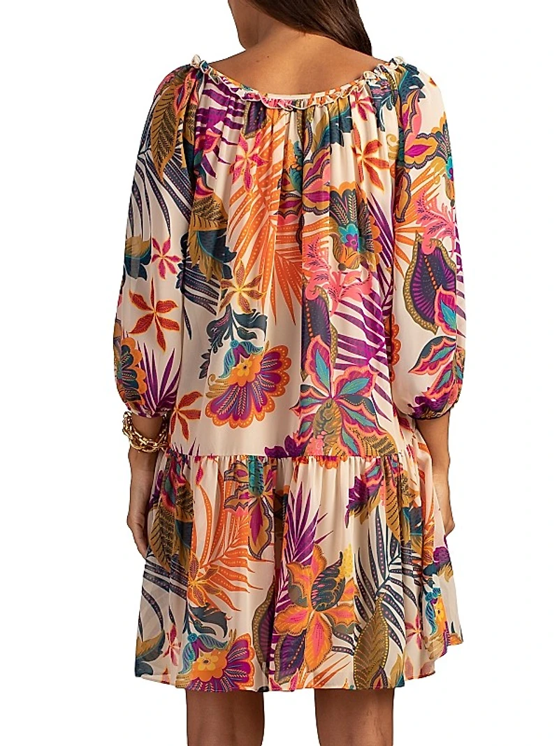 Majorelle Floral Tassel Minidress