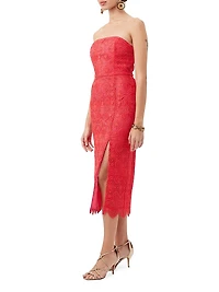 Stella Lace Strapless Midi-Dress