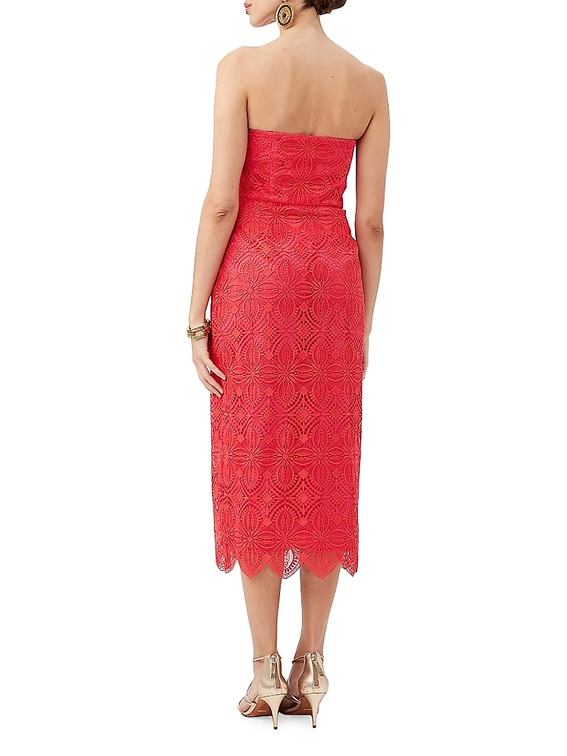 Stella Lace Strapless Midi-Dress