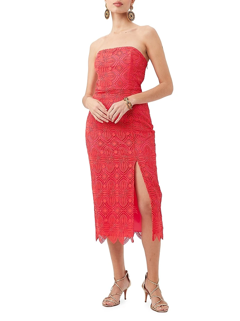 Stella Lace Strapless Midi-Dress