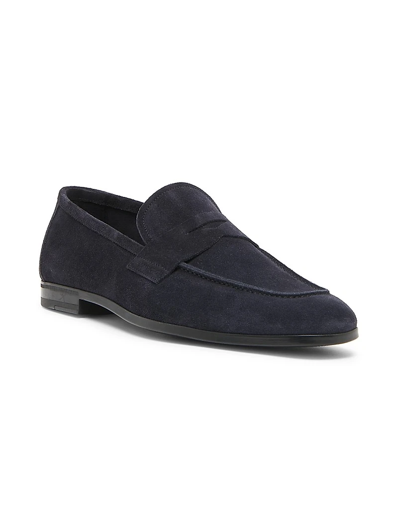 Suede Square-Toed Loafers