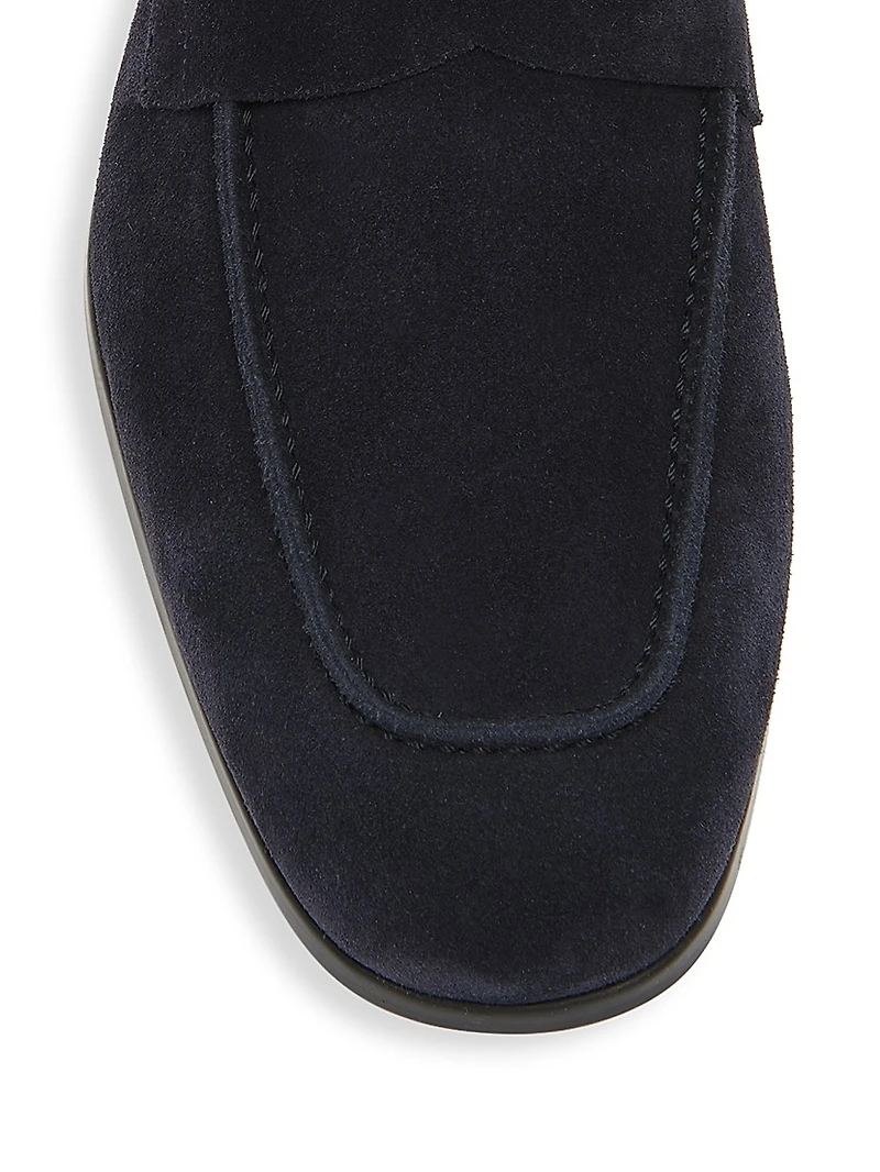 Suede Square-Toed Loafers