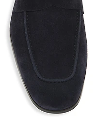 Suede Square-Toed Loafers