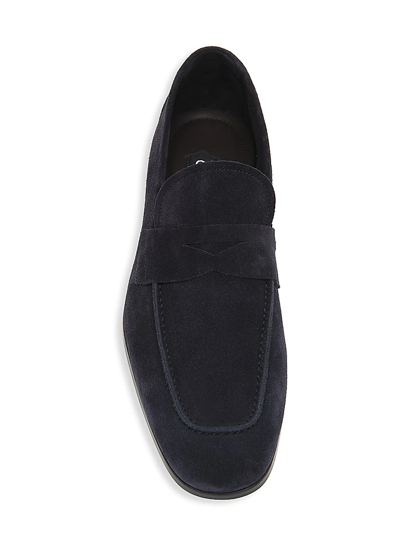 Suede Square-Toed Loafers