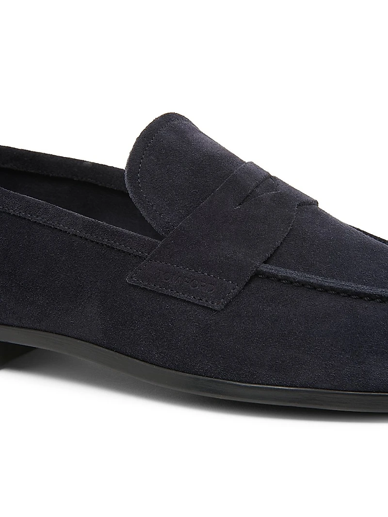 Suede Square-Toed Loafers