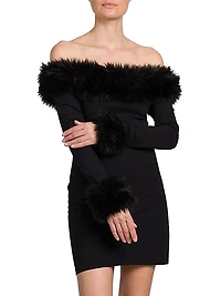 Off-the-Shoulder Faux Fur Minidress
