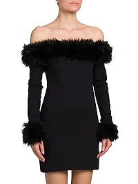 Off-the-Shoulder Faux Fur Minidress