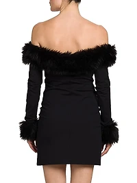 Off-the-Shoulder Faux Fur Minidress