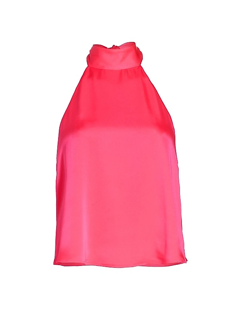 Take A Bow Satin Halter Top