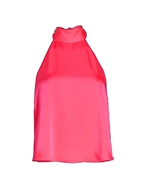 Take A Bow Satin Halter Top