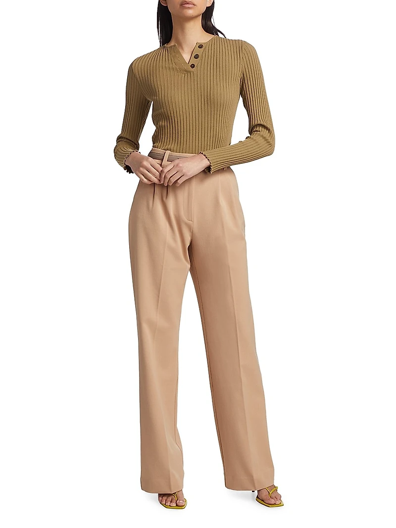Pleated Wide-Leg Pants
