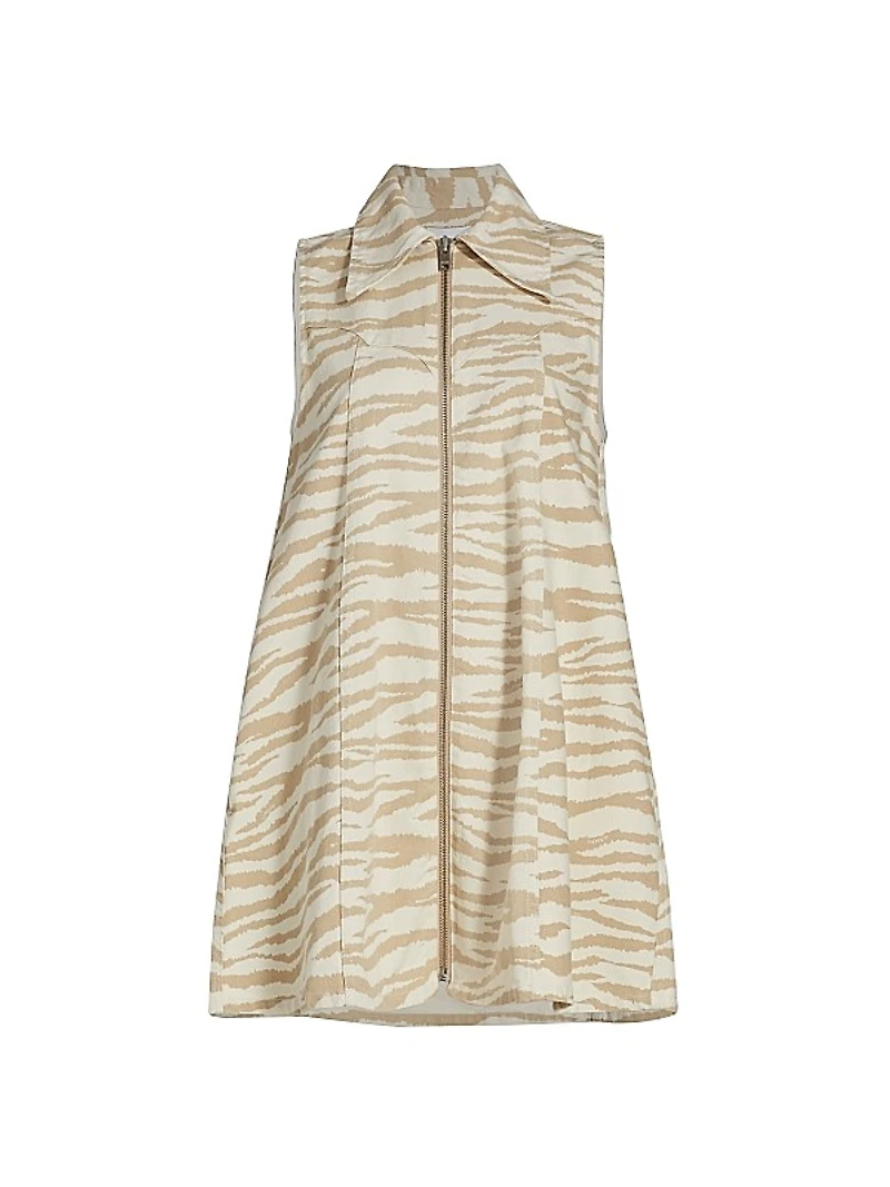 Zebra-Print Denim Minidress
