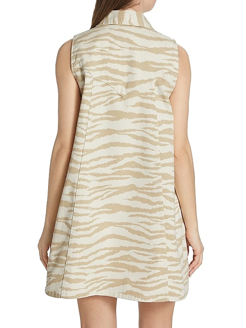 Zebra-Print Denim Minidress