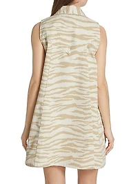 Zebra-Print Denim Minidress