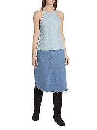 Beaded Stretch-Jacquard Top