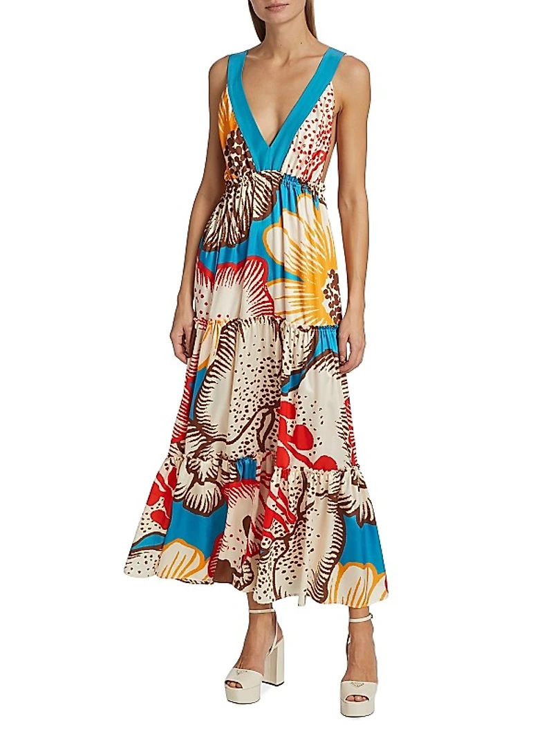 Descanso Tiered Floral Maxi Dress