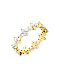 14K Yellow Gold & 1.18 TCW Diamond Cluster Pinky Ring