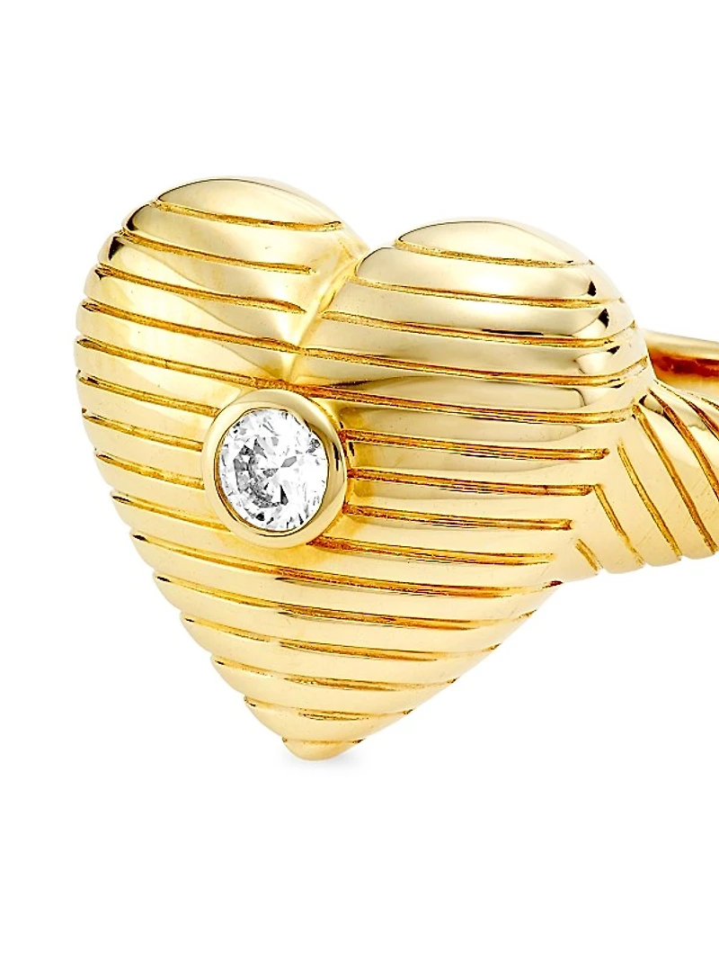 14K Yellow Gold & 0.13 TCW Diamond Heart Ring
