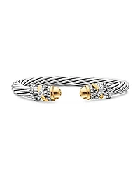 Helena 18K Gold & Sterling Silver Pavé Diamond Cuff Bracelet