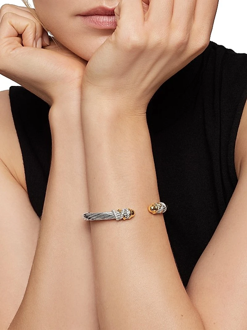 Helena 18K Gold & Sterling Silver Pavé Diamond Cuff Bracelet