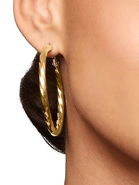 Cable Edge Hoop Earrings in 18K Yellow Gold, 2in