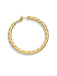 Cable Edge Hoop Earrings in 18K Yellow Gold, 2in