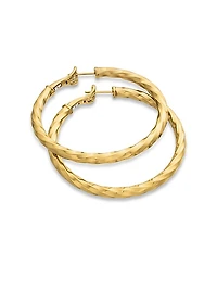 Cable Edge Hoop Earrings in 18K Yellow Gold, 2in