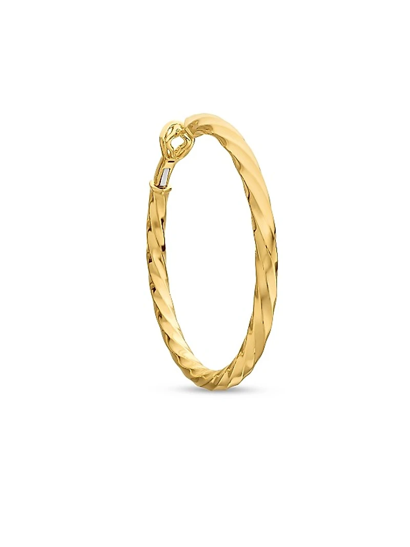 Cable Edge Hoop Earrings in 18K Yellow Gold, 2in