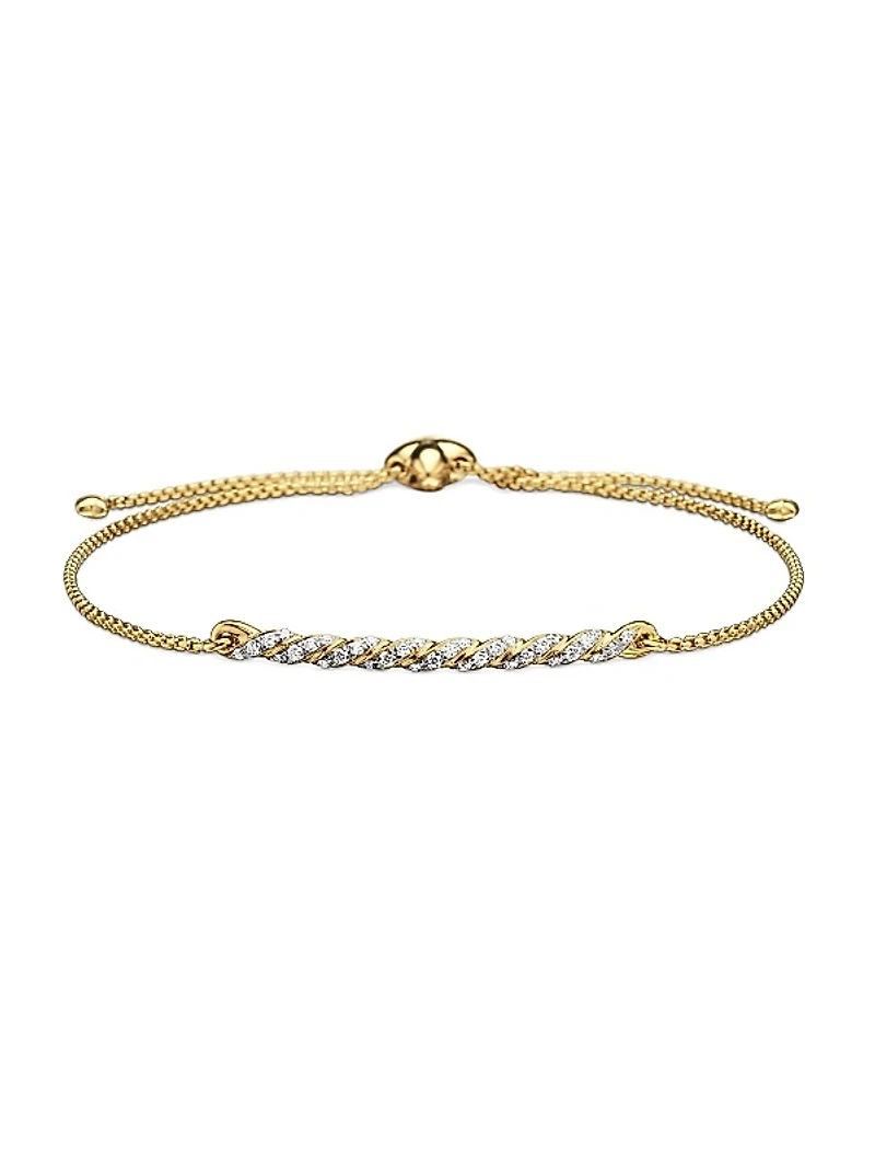 Petite Pavé Station Chain Bracelet in 18K Yellow Gold
