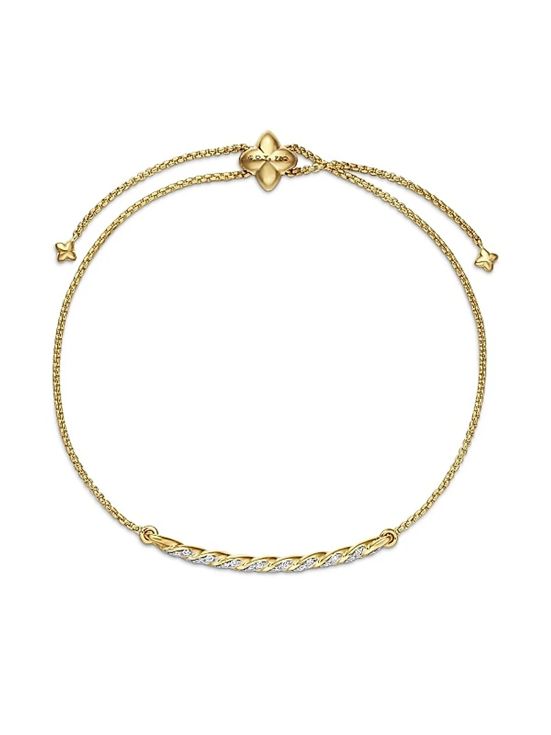 Petite Pavé Station Chain Bracelet in 18K Yellow Gold