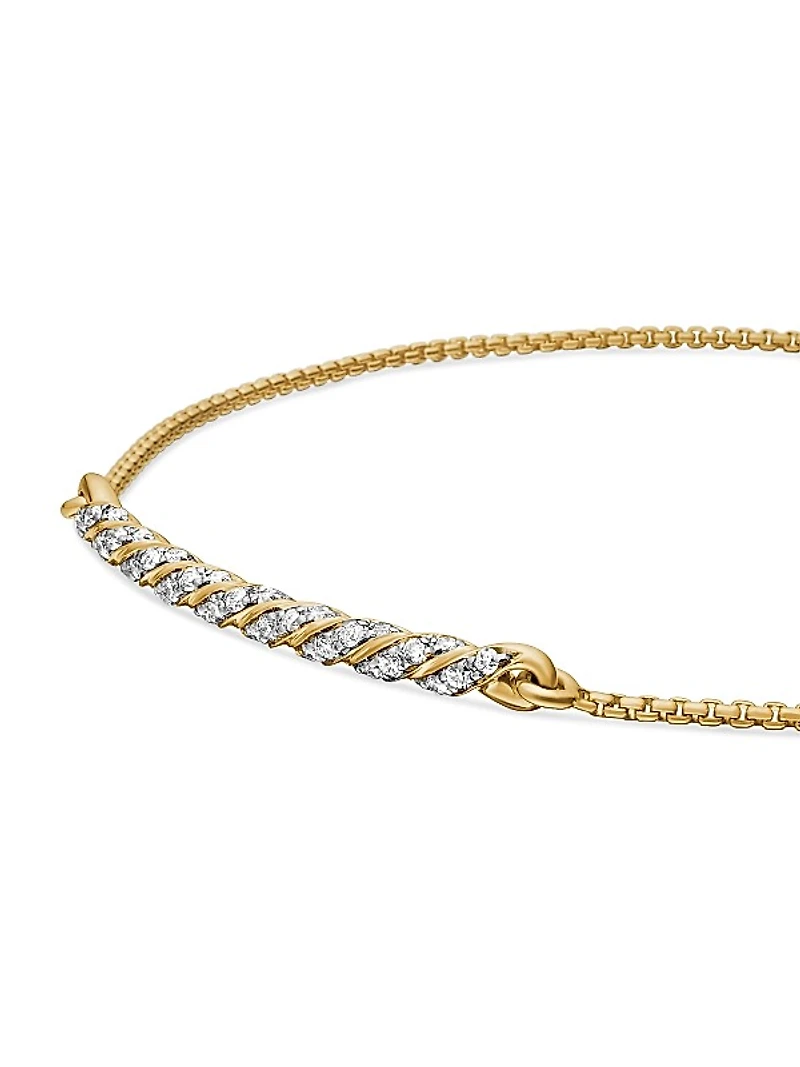 Petite Pavé Station Chain Bracelet in 18K Yellow Gold
