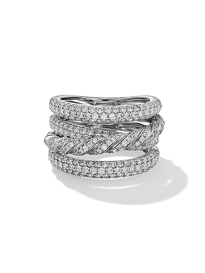 Pavéflex 4-Row Ring 18K White Gold With Diamonds