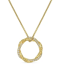 Petite Infinity Pendant Necklace in 18K Yellow Gold with Diamonds, 18mm